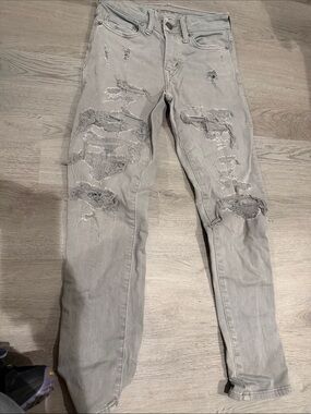 American Eagle Outfitters Men’s Skinny Distressed Jeans - Light Gray